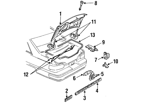 1991 Chevrolet Caprice Trunk Lid Pin Flat Head W/Tubular End Diagram for 3081902