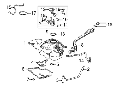 2022 Toyota Corolla Cross Fuel System Components Plate Diagram for 77024-0A010