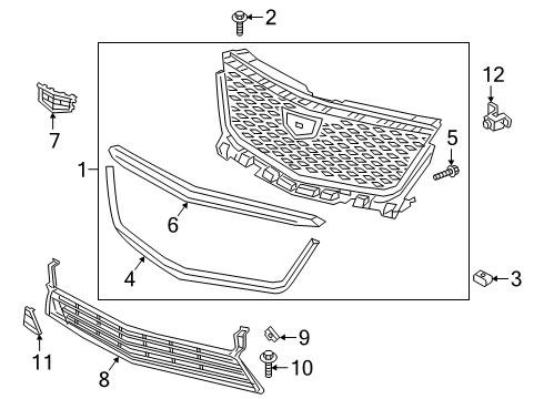 2022 Cadillac XT6 Grille & Components Cover Diagram for 84214156