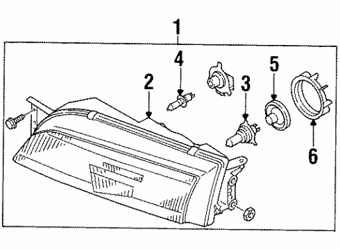 1996 Nissan 240SX Bulbs Headlamp Housing Assembly, Driver Side Diagram for 26075-70F00