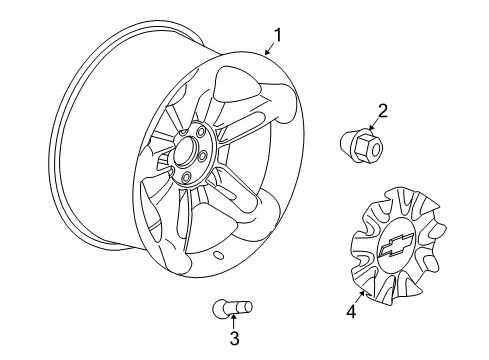 2003 Chevrolet SSR Wheels, Covers & Trim Hub Cap ASSEMBLY Diagram for 15165092