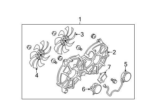 2014 Infiniti Q70 Cooling System, Radiator, Water Pump, Cooling Fan Motor Assy-Fan Diagram for 21487-JK00F