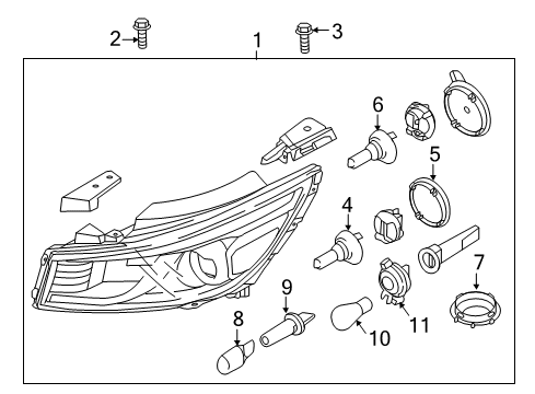 2017 Kia Sedona Headlamps Passenger Side Headlight Assembly Diagram for 92102A9210