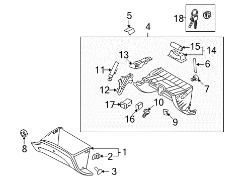 2009 Hyundai Genesis Bulbs Guide-Glove Box Diagram for 845354D000