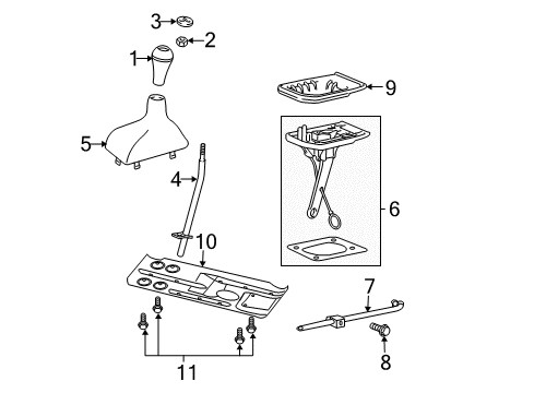 2006 Dodge Ram 3500 Shifter Trim Insert-GEARSHIFT Knob Diagram for 52105001