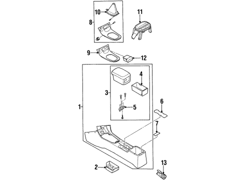 1999 Kia Sephia Center Console Console Assembly Diagram for 0K2AA64410E75