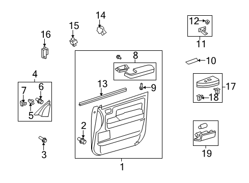 2008 Toyota Tundra Front Door Armrest Diagram for 74220-0C020-E1