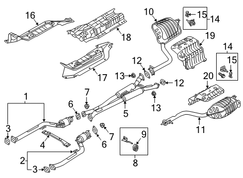 2018 Genesis G90 Exhaust Components Bracket Assembly-Muffler Support Diagram for 28670-B1200
