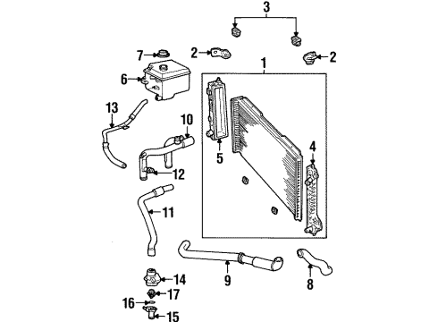 1999 Lincoln Continental Radiator & Components Thermostat Diagram for F5OY-8575-A