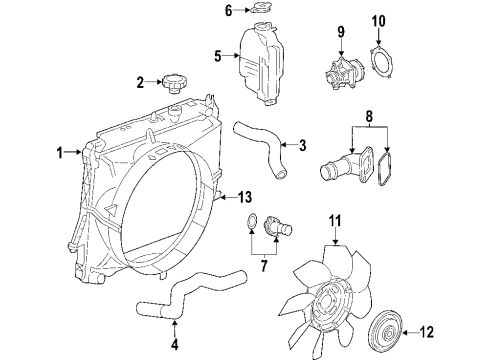 2007 GMC Canyon Cooling System, Radiator, Water Pump, Cooling Fan Fan Clutch Diagram for 15106620