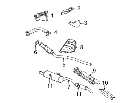 2005 Dodge Grand Caravan Exhaust Components, Exhaust Manifold Exhaust Muffler Diagram for 4880840AE