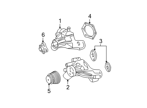 1998 Chevrolet K1500 Cooling System, Radiator, Water Pump, Cooling Fan Gasket Diagram for 12681600