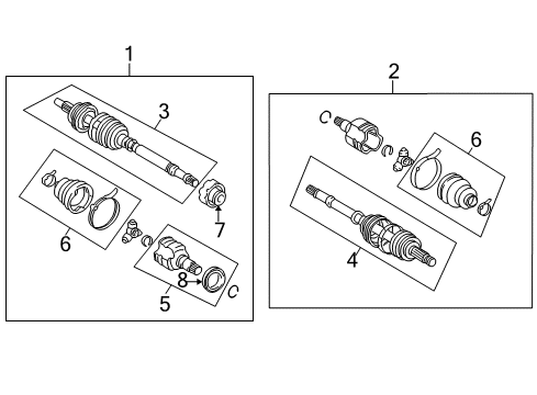 2004 Toyota Echo Drive Axles - Front Axle Assembly Diagram for 43410-52061