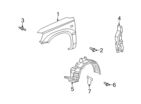 2006 Toyota Highlander Fender & Components Fender Diagram for 53802-48070