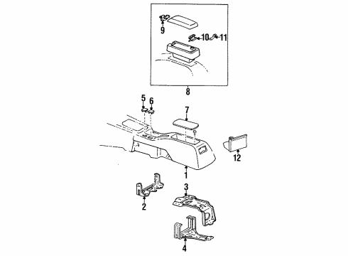 1997 Toyota Corolla Rear Console Mat Diagram for 58916-01020