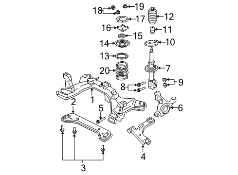 2010 Ford Escape Front Suspension Components, Lower Control Arm, Stabilizer Bar Knuckle Diagram for 5L8Z-3K186-BA