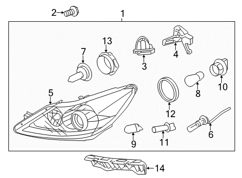 2010 Hyundai Genesis Bulbs Head Lamp Sub Assembly, Left Diagram for 92103-3M080
