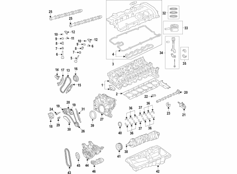 2017 BMW M240i Engine Parts, Mounts, Cylinder Head & Valves, Camshaft & Timing, Variable Valve Timing, Oil Pan, Oil Pump, Balance Shafts, Crankshaft & Bearings, Pistons, Rings & Bearings Guide-Bearing Shell Blue Diagram for 11218595892