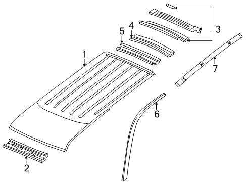 2003 Dodge Durango Roof & Components Molding-Windshield Diagram for 55256348AE