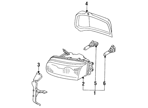 1996 Infiniti J30 Headlamps Screw Diagram for 01436-01191