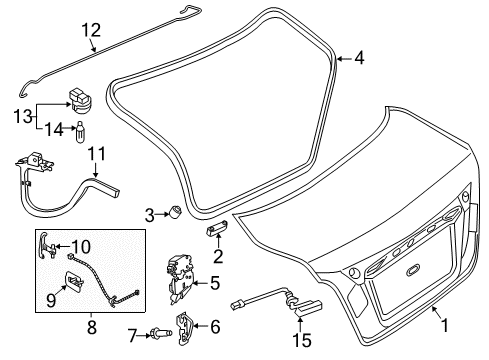 2013 Nissan Altima Trunk Bar TORSN Lid R Diagram for 84432-3TA2A