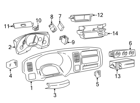 1996 GMC Savana 2500 A/C & Heater Control Units Heater & Air Conditioner Control Assembly Diagram for 16238475
