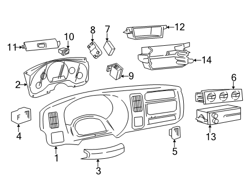 1996 GMC Savana 2500 A/C & Heater Control Units Alarm Asm, Seat Belt & Ignition Key & Lamp Diagram for 19245591