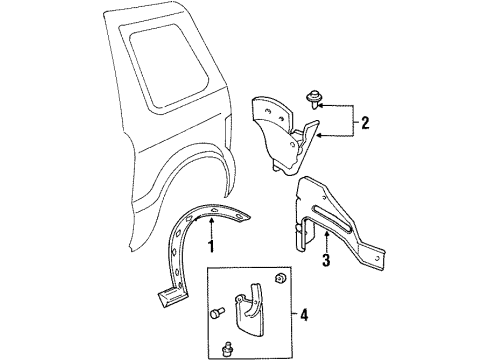 1998 Kia Sportage Exterior Trim - Quarter Panel Screw Diagram for K998610308B