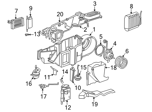 1998 Dodge Durango Blower Motor & Fan Hvac Vacuum Actuator Diagram for 5210111