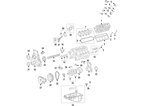 2022 GMC Yukon XL Engine Parts, Mounts, Cylinder Head & Valves, Camshaft & Timing, Variable Valve Timing, Oil Cooler, Oil Pan, Oil Pump, Crankshaft & Bearings, Pistons, Rings & Bearings Valve Cover Diagram for 12659679