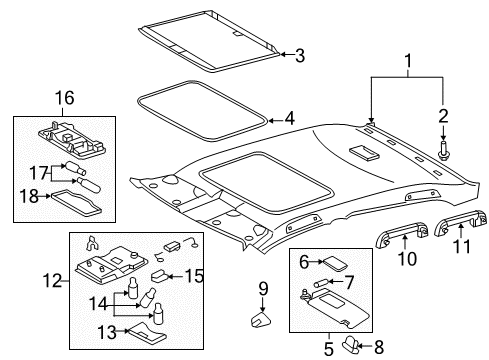 2005 Toyota Avalon Sunroof Map Lamp Assembly Diagram for 63650-AC051-B0