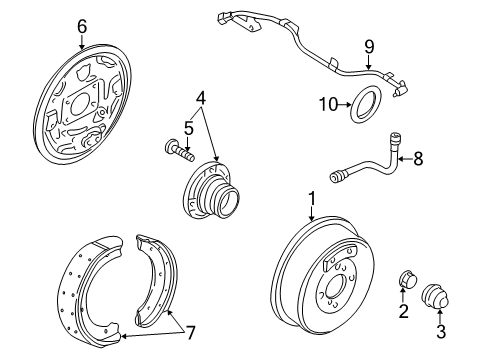 2001 Nissan Altima Anti-Lock Brakes Hub & Bearing Complete Rear Wheel Abs GXE/GLE Diagram for 43200-0Z806