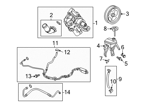 2009 Pontiac Torrent P/S Pump & Hoses, Steering Gear & Linkage Hose & Tube Assembly Bolt Diagram for 11561021