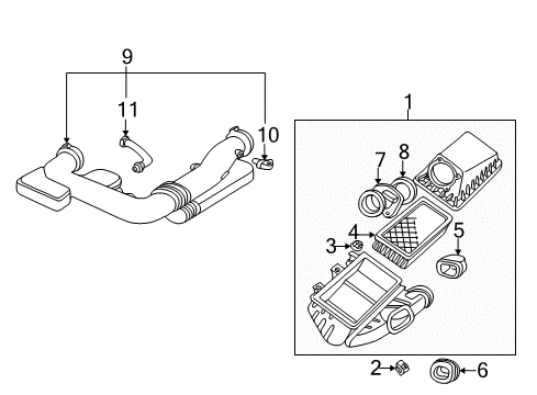 2002 Ford Thunderbird Powertrain Control Inlet Duct Diagram for XW4Z-9A624-AA