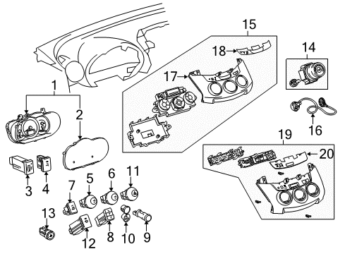 2009 Toyota RAV4 Heated Seats Cluster Lens Diagram for 83852-42C20