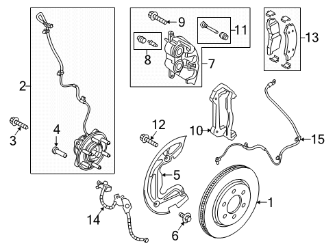 2019 Ford Expedition Front Brakes Hub & Bearing Diagram for JL1Z-1104-K