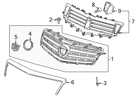 2013 Cadillac ATS Grille & Components Air Duct Diagram for 22739144