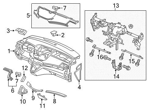 2016 Honda CR-V Cluster & Switches, Instrument Panel Garn Assy*NH167L* Diagram for 77470-T0A-A01ZB