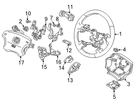 2004 Acura RL Steering Wheel & Trim Switch Assembly, Radio Remote (Medium Taupe) Diagram for 35880-SZ3-A31ZC