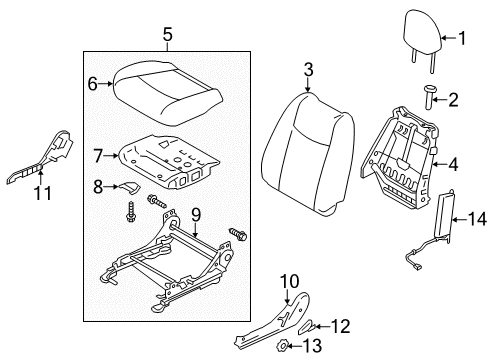 2011 Nissan Leaf Driver Seat Components Frame Assy-Front Seat Back, RH Diagram for 87601-3NA0A