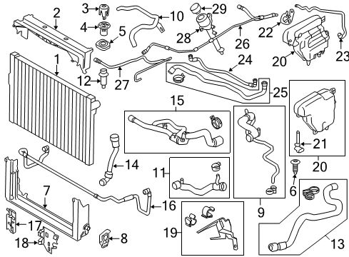 2014 BMW 750Li xDrive Radiator & Components Cover Diagram for 17137616202