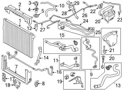 2014 BMW 750Li xDrive Radiator & Components Engine Coolant Hose Diagram for 17227575387