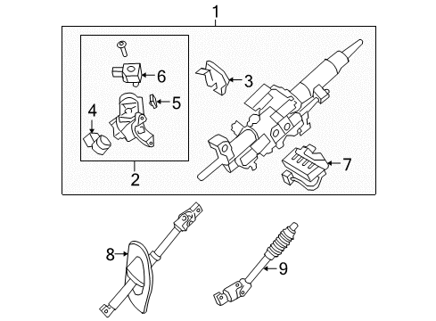 2015 Toyota Sequoia Steering Column & Wheel, Steering Gear & Linkage Column Assembly Diagram for 45250-0C270