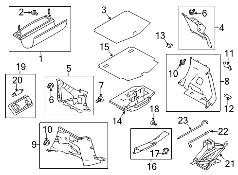 2018 Nissan Versa Note Interior Trim - Rear Body Room Lamp Assy-Luggage Diagram for 26490-JD000