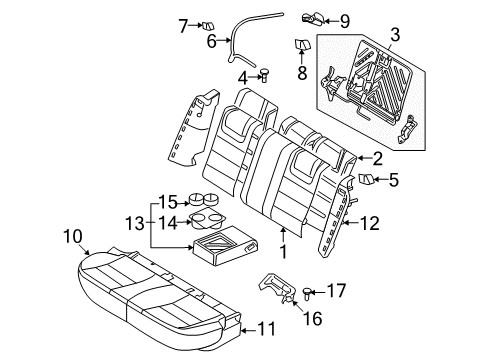 2007 Lincoln MKZ Rear Seat Components Seat Cushion Pad Diagram for 7H6Z-54600A88-A