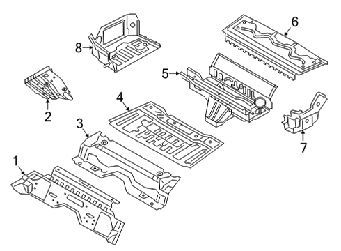 2021 BMW M440i xDrive Rear Floor & Rails FRONT TRUNK FLOOR Diagram for 41009879531