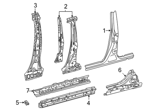 2016 Toyota Mirai Center Pillar & Rocker Rocker Reinforcement Extension Diagram for 61044-62010