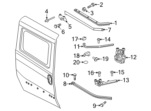 2015 Ram ProMaster City Side Loading Door - Lock & Hardware Sliding Door Hinge Left Diagram for 68330083AA