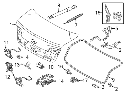 2019 Kia Cadenza Trunk Weatherstrip-Trunk Lid Opening Diagram for 87321F6000