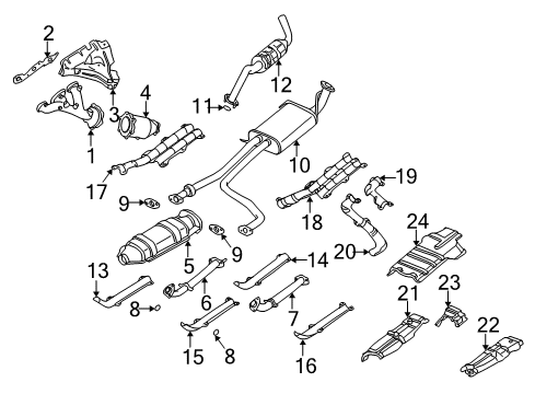 2002 Nissan Pathfinder Exhaust Components Exhaust, Main Muffler Assembly Diagram for 20100-5W015